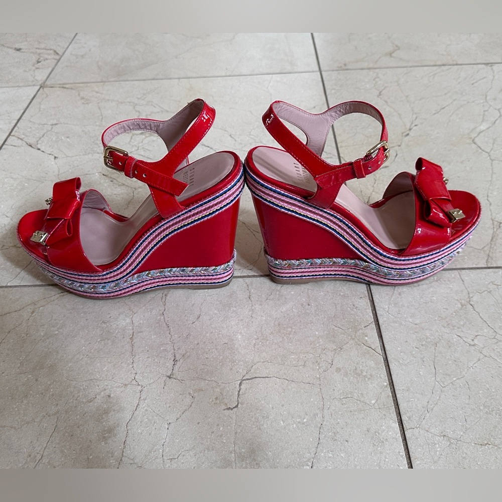 Stuart witzman red platform sandals size 37.5